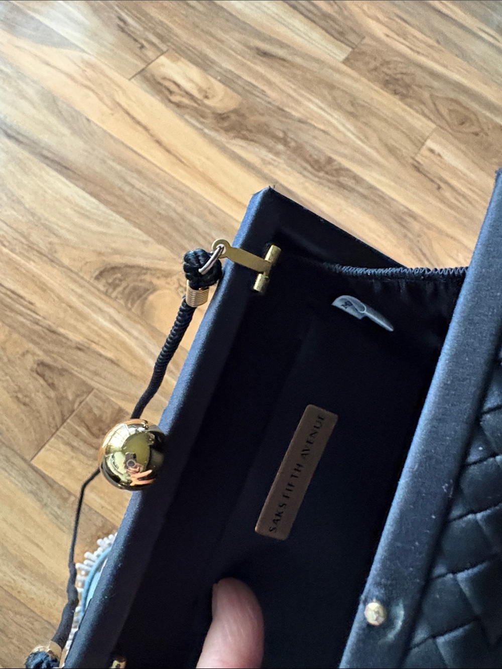 Saks Fifth Avenue Black Woven Mini Crossbody Bag - Picture 4 of 5